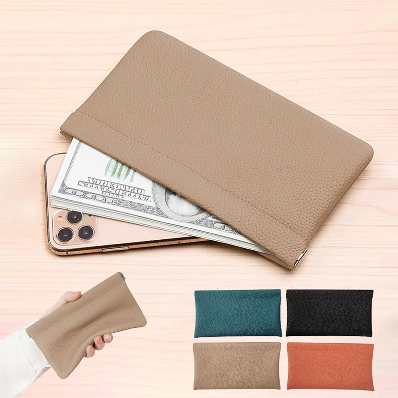 Cartera larga de cuero Artificial con cierre automático, Cable de datos para portadocumentos de licencia de conducir y pasaporte, bolsa de cosméticos, carteras de almacenamiento