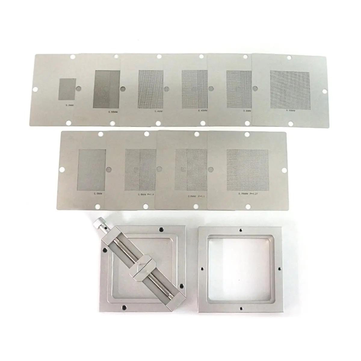 NEW Silver BGA Reballing 90x90mm Reballing Station with 10 Universal Stencil for Chip Rework Repair Soldering Kit