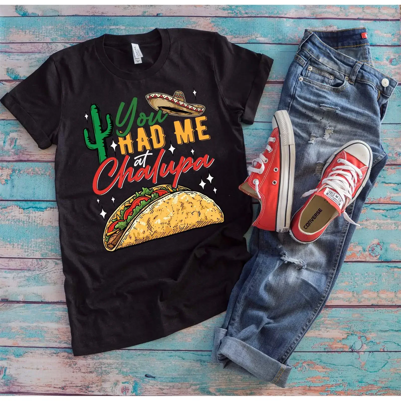 Camiseta divertida de Chalupa para amantes de la comida mexicana, tortilla de maíz, tacos, estilo vintage, lavada, de diseñador, unisex, ligeramente suave y versátil