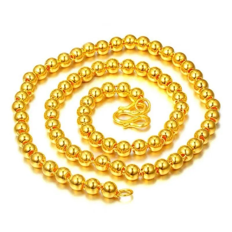 Genuine Vietnamese Sand Gold Hexagonal Bamboo Buddha Bead Chain Unisex Luxury Adjustable Lucky Charm Statement Jewelry Gift