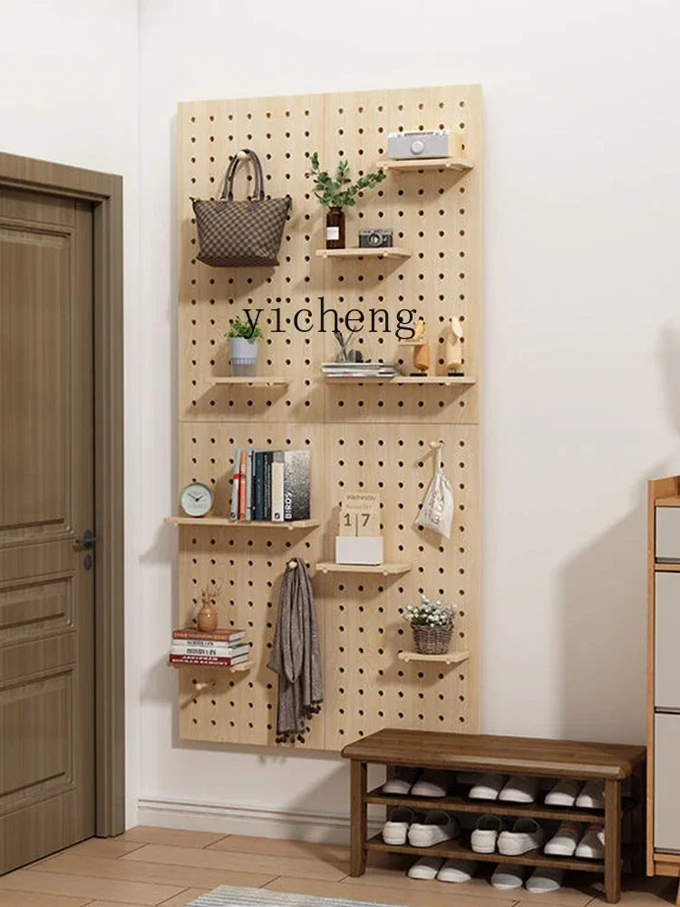 Wire-Wrap Board Wall Shelf Solid Wood Home Hallway Wall Hanging Board Wall Mounted Storage Rack