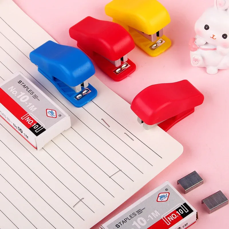Cute Mini Stapler Set Student Stationery Simple Portable Many Colour Labor-Saving Office Staples Wholesale
