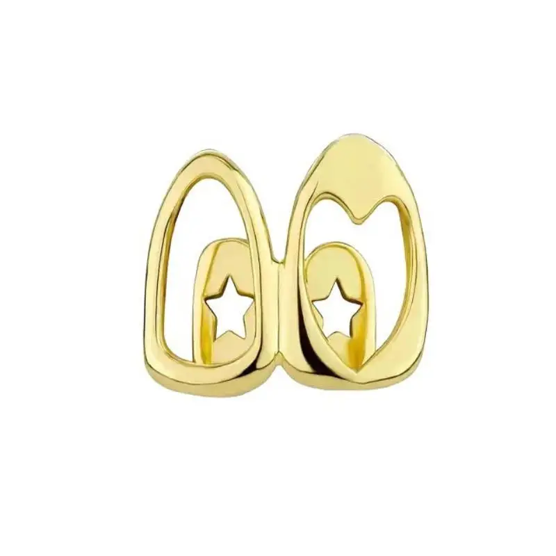 Hohle Herz-Stern-Zahnschmuck-Grillz, Doppelkappe, Strass-Zahnschmuck, Hip-Hop, glitzernde Zahnverzierung für Bühnenshows und Partys – Detail 5