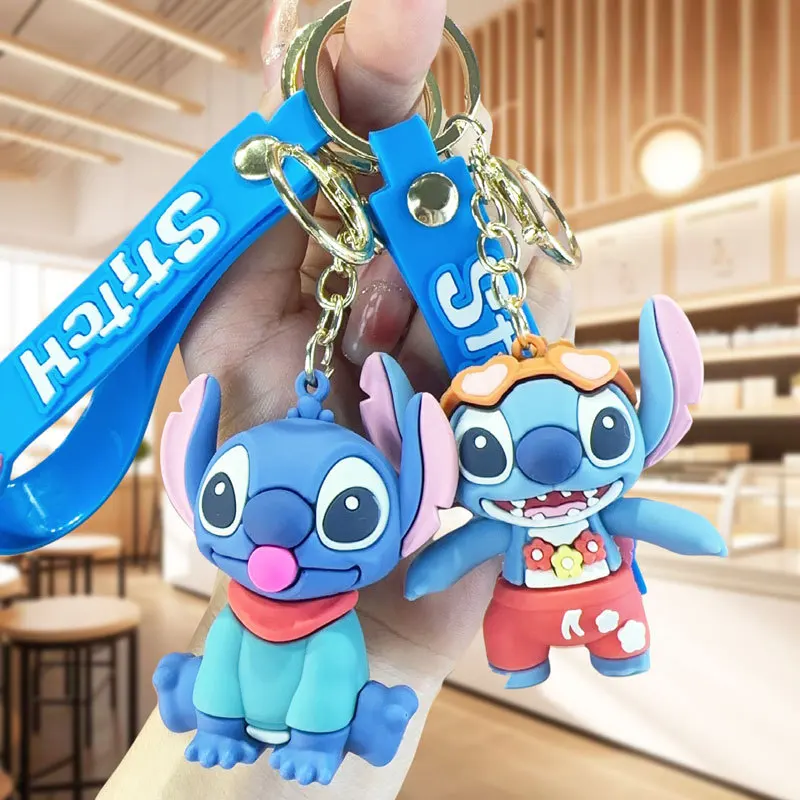 MINISO New Anime Cartoon Character Embroidery Stitch Cute Charm Keychain Couple Backpack Car Key Pendant Children\'s Party Gift