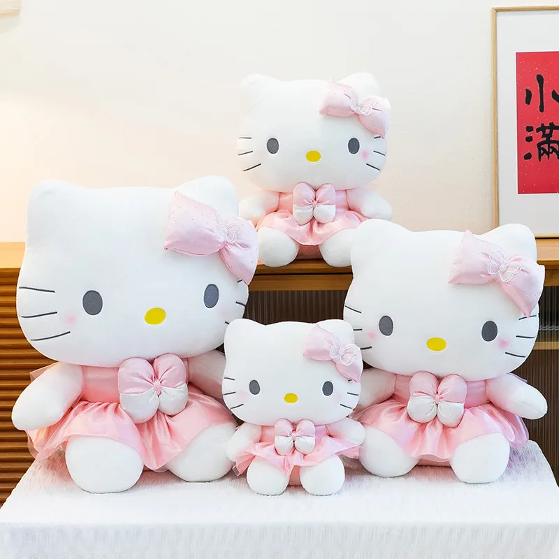 

Новая плюшевая кукла Hello Kitty Sanrio Kawaii 2026 года, 30/40/50 см, с бантом, розовая, подушка-игрушка, подарок на праздник