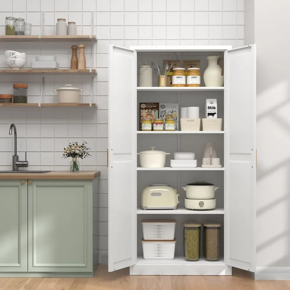 

Шкаф для хранения продуктов с дверцами и 4 полками, для гостиной, столовой, требуется сборка