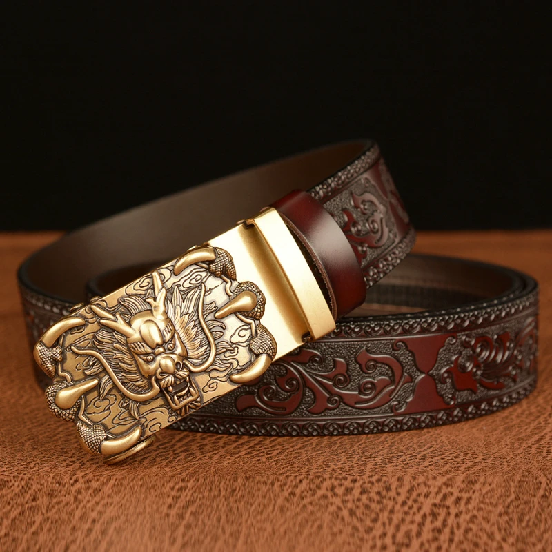 Cool Spicy Casual Carving Craft Dominant Claw Dragon Vintage Automatic Buckle Belt Fashionable and Personalized Men\'s Pant Belt