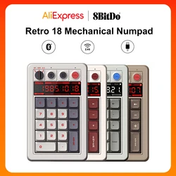 8BitDo Retro 18 Mechanical Numpad Bluetooth 2.4G Type-C Wired Hot-swappable Calculator Mode Numpad for Windows Android PC Gaming
