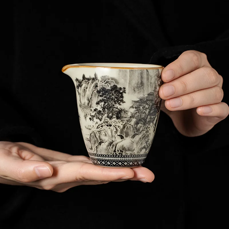

190 мл Ru Kiln Landscape Fair Cup Керамическая бытовая высококачественная большая емкость для чая, морского чая, дозатор для чая кунг-фу, аксессуары для чайного сервиза