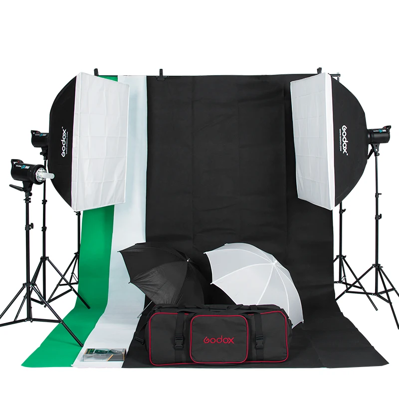 Godox 900W Studio Flash Lighting Kit 3 X 300W Photography Strobe light & Soft box  Light Stand Portrait 