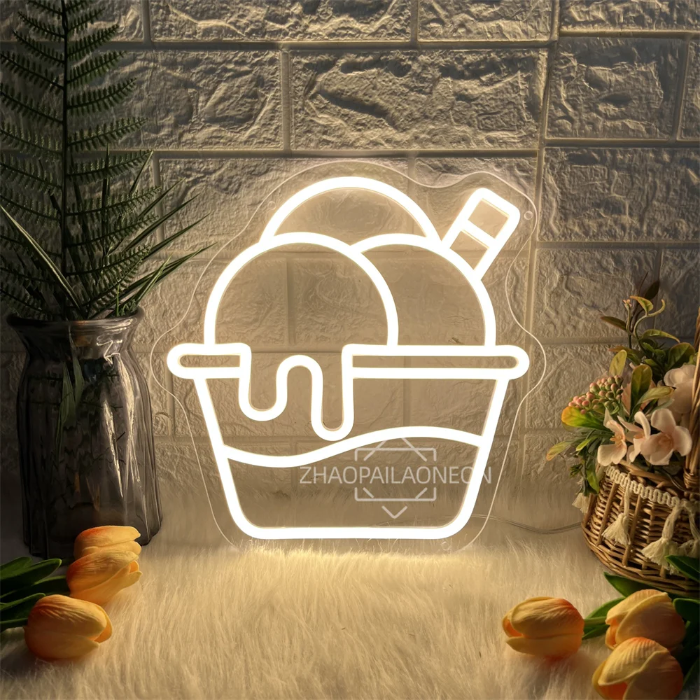 

Ice Cream LED Neon Sign for Milk Tea Shop Decoration Restaurant Studio LED Wall Party Room Decor Business Signboard Neon Lights