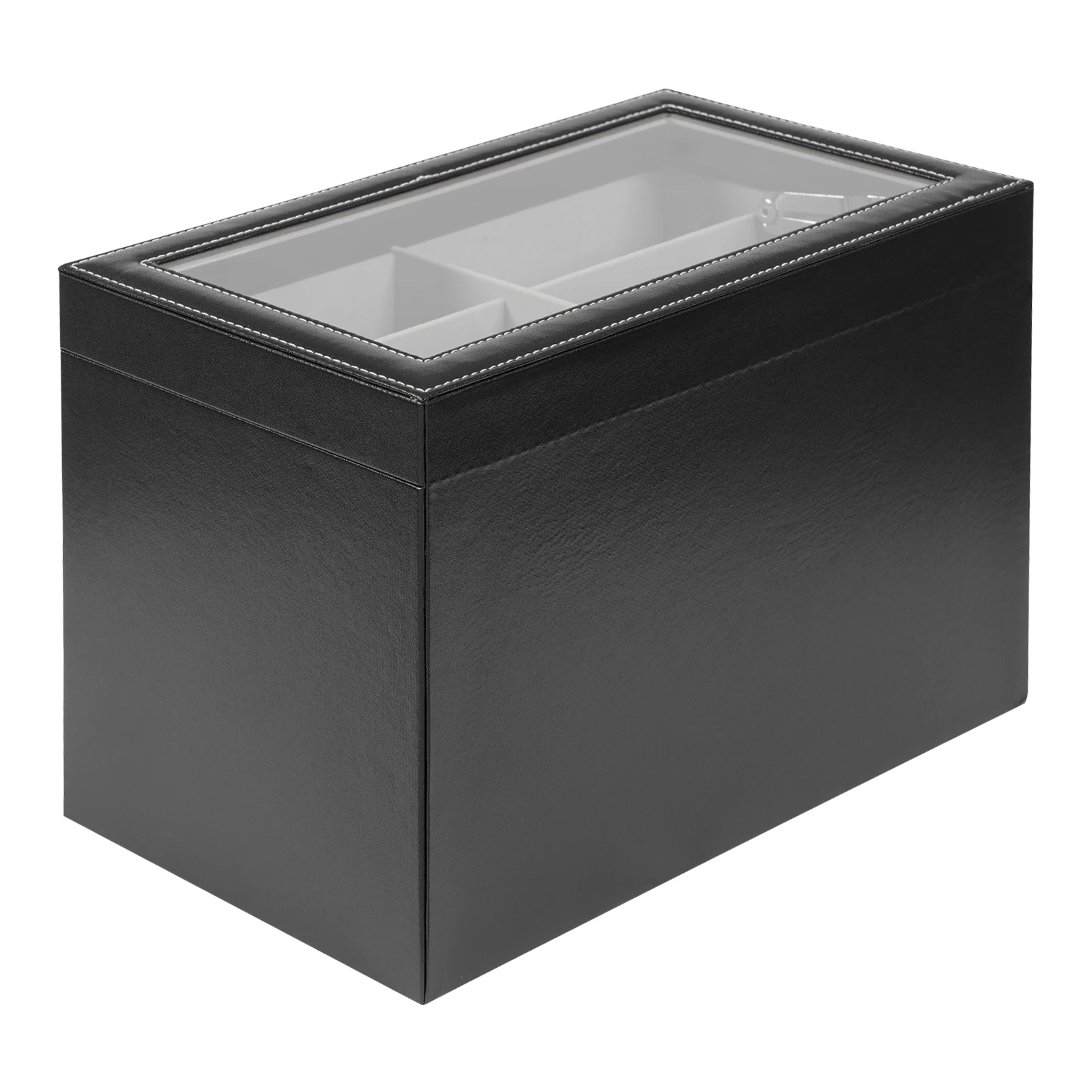 Schmuck-Aufbewahrungsbox mit 3 Ebenen, 12-Fach-Brillenetui + 12-Fach-Uhren-Organizer mit Glasschutzfächern für Zuhause – Detail 10
