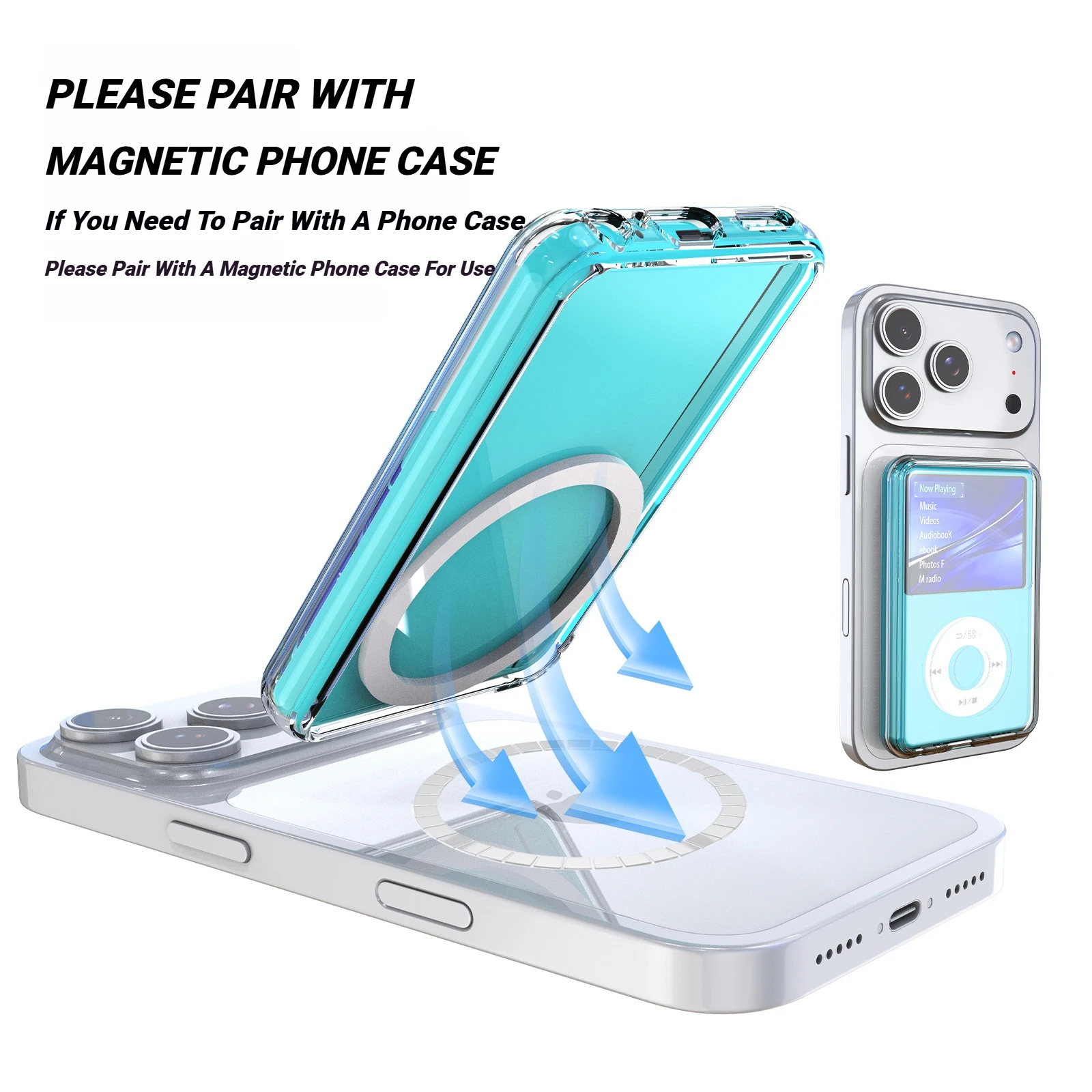 INNIOASIS Y1 用磁気超薄型クリア TPU ケースポータブル MP3 プレーヤーカバー MagSafe 充電をサポート