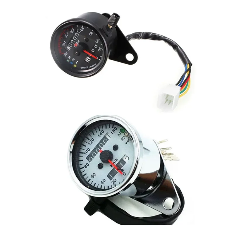 Universal LED Backlight Signal Dual Odometer Speedometer Gauge Motorcycle Custom Cafe Racer Old School Street bike