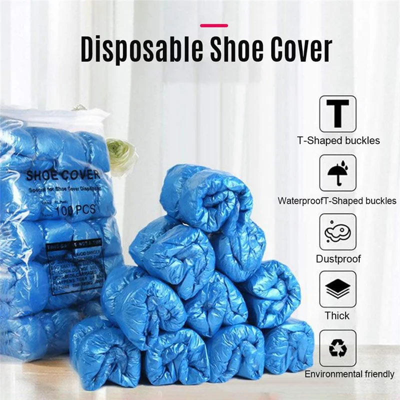 

WOWFU-300PCS Disposable T-Buckle Overshoes Waterproof PE Dispensers Dustproof Boot Covers For Automatic Shoe Cover