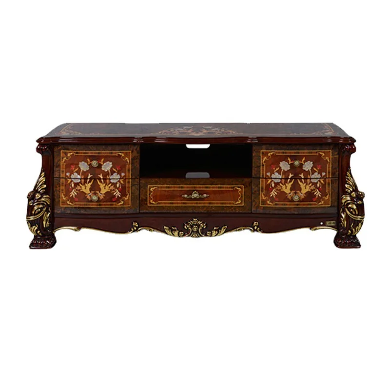 Alexander European mahogany carved TV cabinet neoclassical living room furniture size apartment furniture