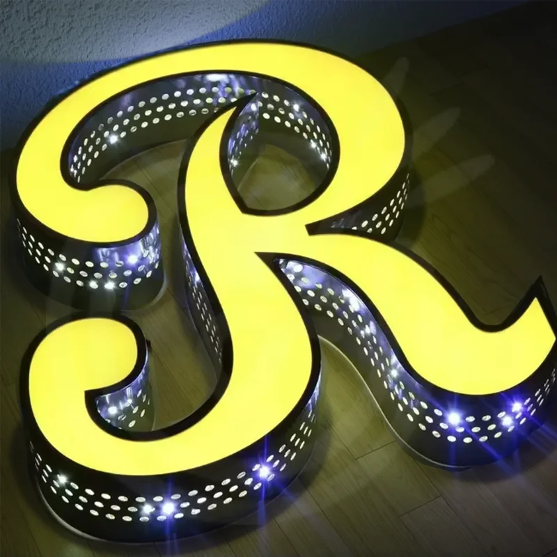 

Custom Punching Holes Lighting Letter Sign 3D LED Channel Letter Led Signs for Business Outdoor Outdoor Advertising Signboard