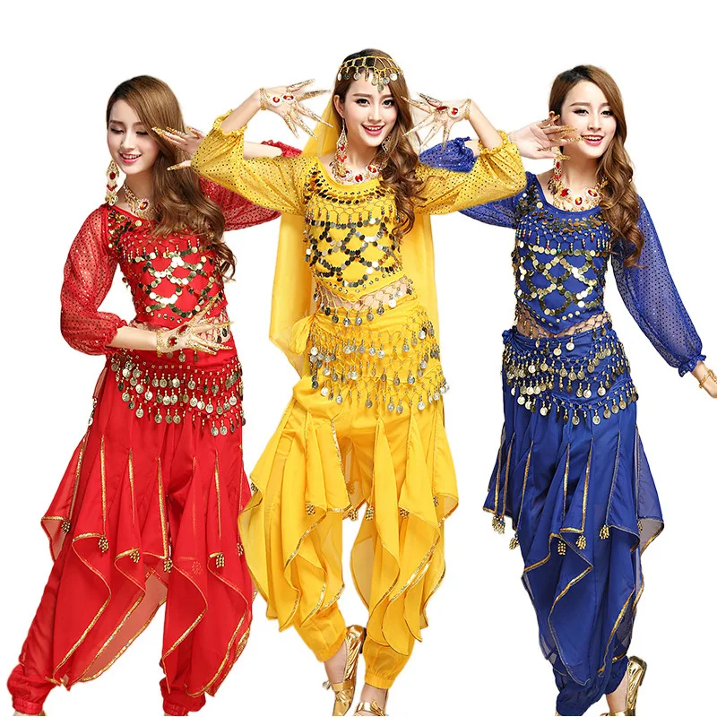 

Women Belly Dance Suit Autumn and Winter Indian Dance Clothes Practice Performance Clothes Large Size Long-Sleeved Rotating Pant