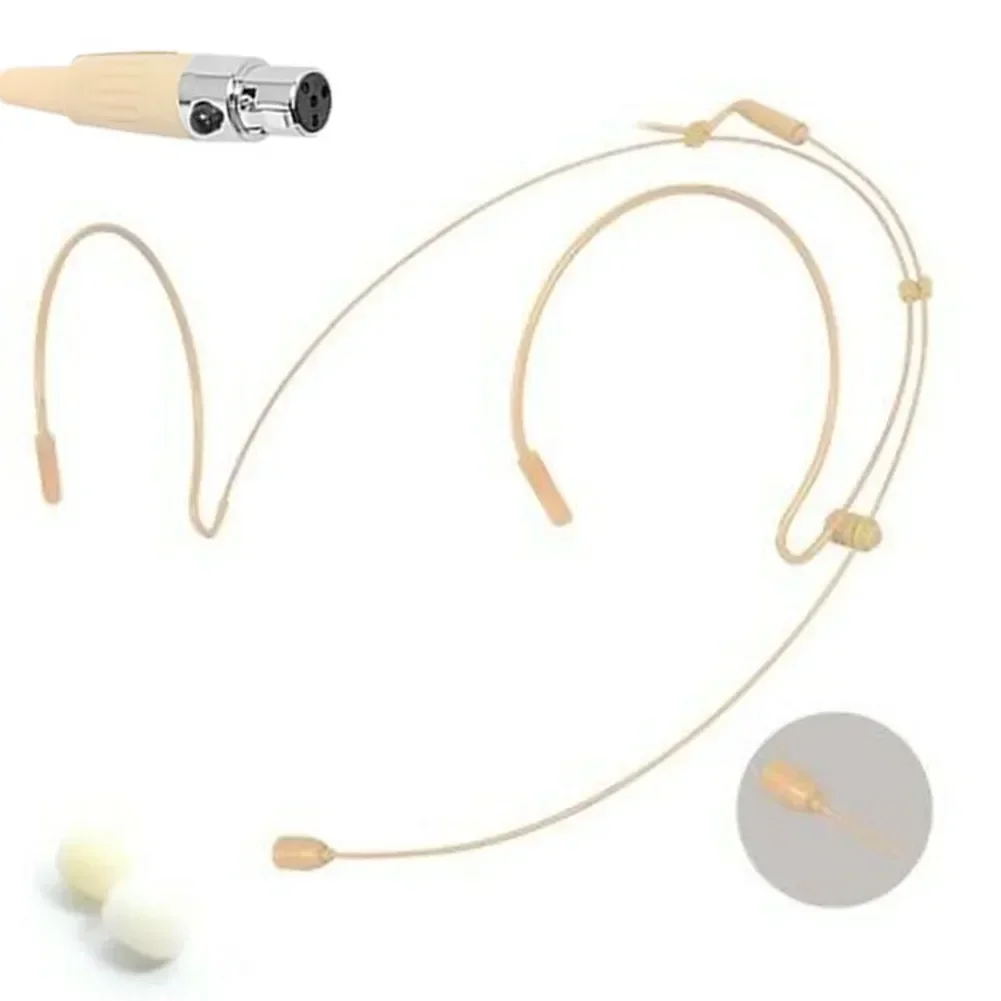 Head Worn Dual Earhook Headset Microphone Beige Mini XLR 4 Pin TA4F For SHURE Headworn Headband Mic Bodypack Transmitter