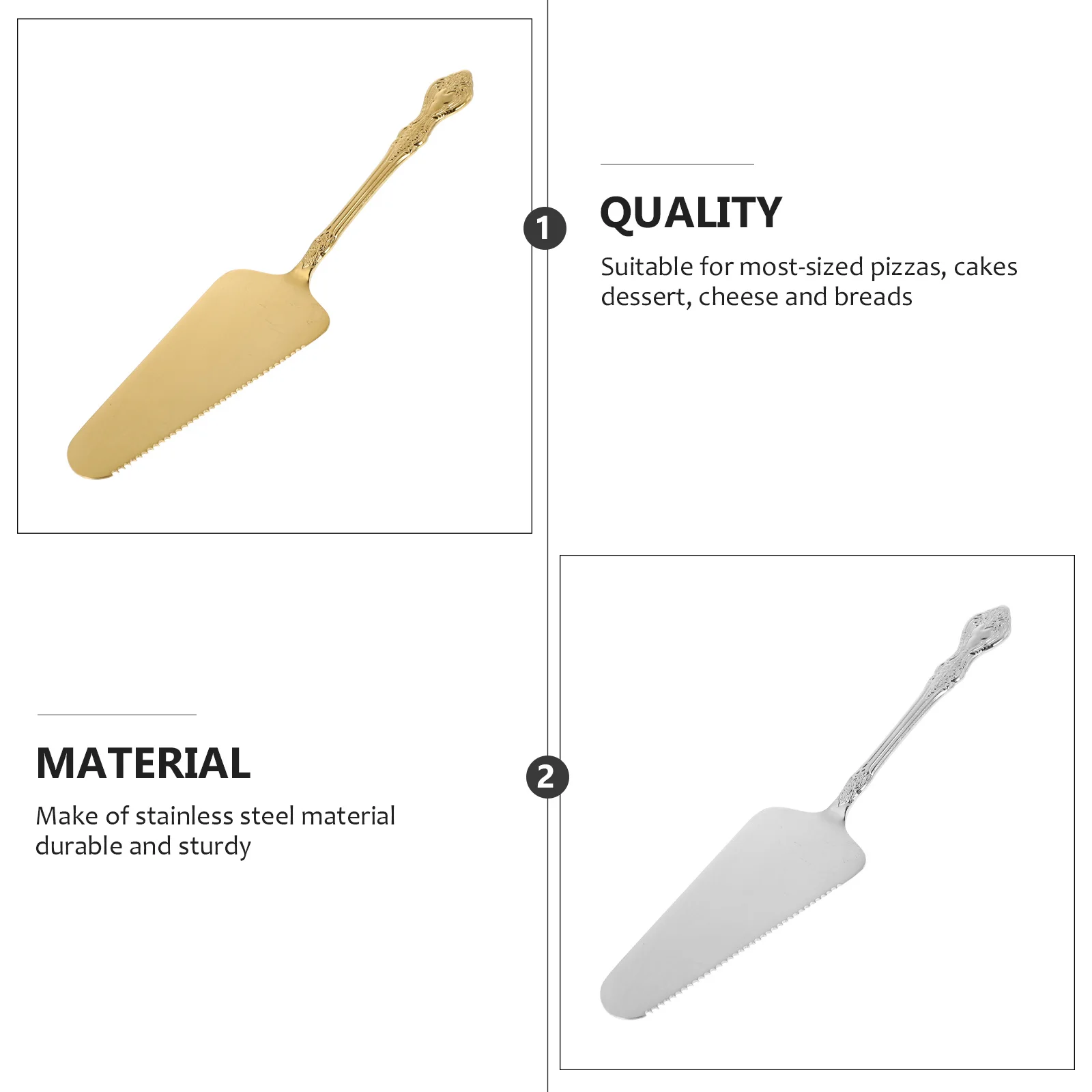 

2pcs Stainless Steel Cake Shovel Pizza Spatula For Baking Kitchen Supply Cake Server Metal Pie Home