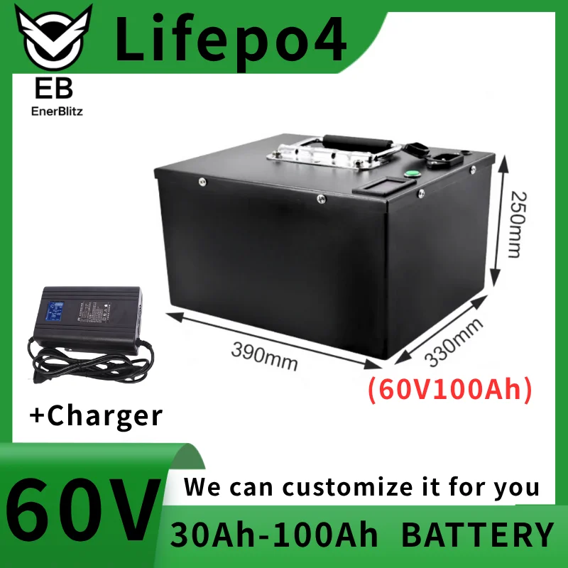 

EB60V 30Ah Battery 40Ah 50Ah 60Ah 70Ah 80Ah 90Ah 100Ah Lithium Lifepo4 For 1800W 3000W Two-Wheeler Four Wheeler Golf Cart RV