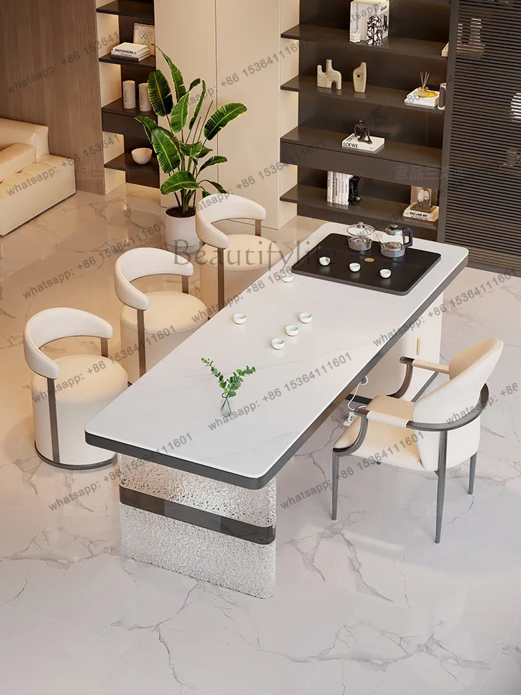 2025 new high-end rock slab tea table kettle integrated embedded