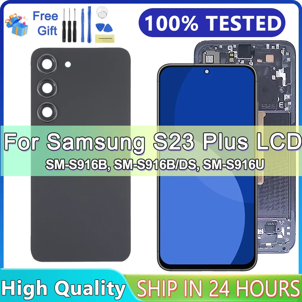 Tested S23 Plus for Samsung Galaxy S23+ S916B S916B/DS Lcd Display Digital Touch Screen with Frame Replacement