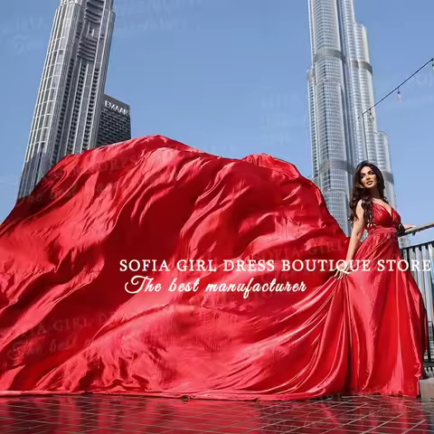 Sofia Colorful A Line Evening Dress Long Train Party Dress Flying Dress Celebrity Gala Gown Arabic Women فساتين منا Customized