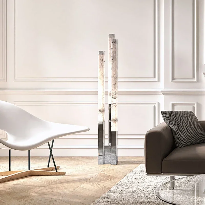 New stainless steel Spanish marble floor lamp