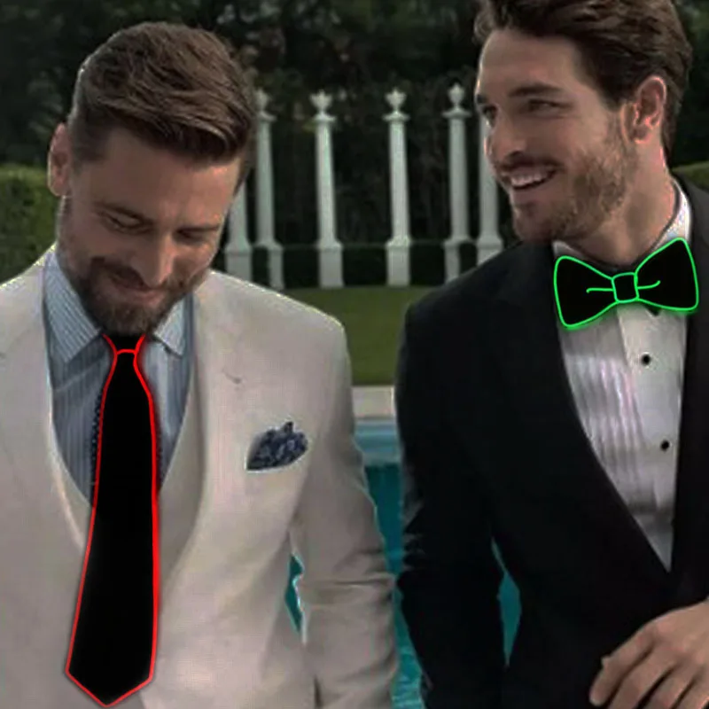 Fashion LED Bow Tie for DJ\'s Glowing EL  Bow Tie  Men  Bar Club Rave Accessories Glow in the dark Wedding Party  Costume Decor