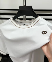 Fashion brand embossed men's short sleeve T-shirt summer lightweight breathable new high-end Korean style casual round neck top