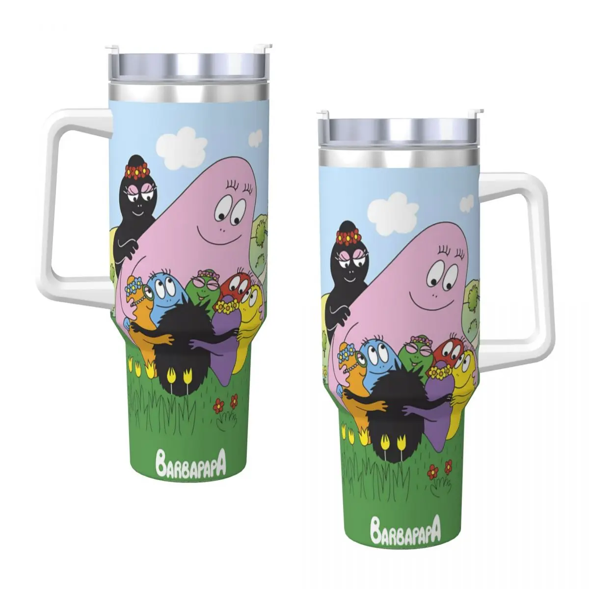 Barbapapa Family Outdoor Moment Stainless Steel Tumbler Beach Mugs Cup Large Thermal Cups Insulated Drink Milk Tea Water Bottle