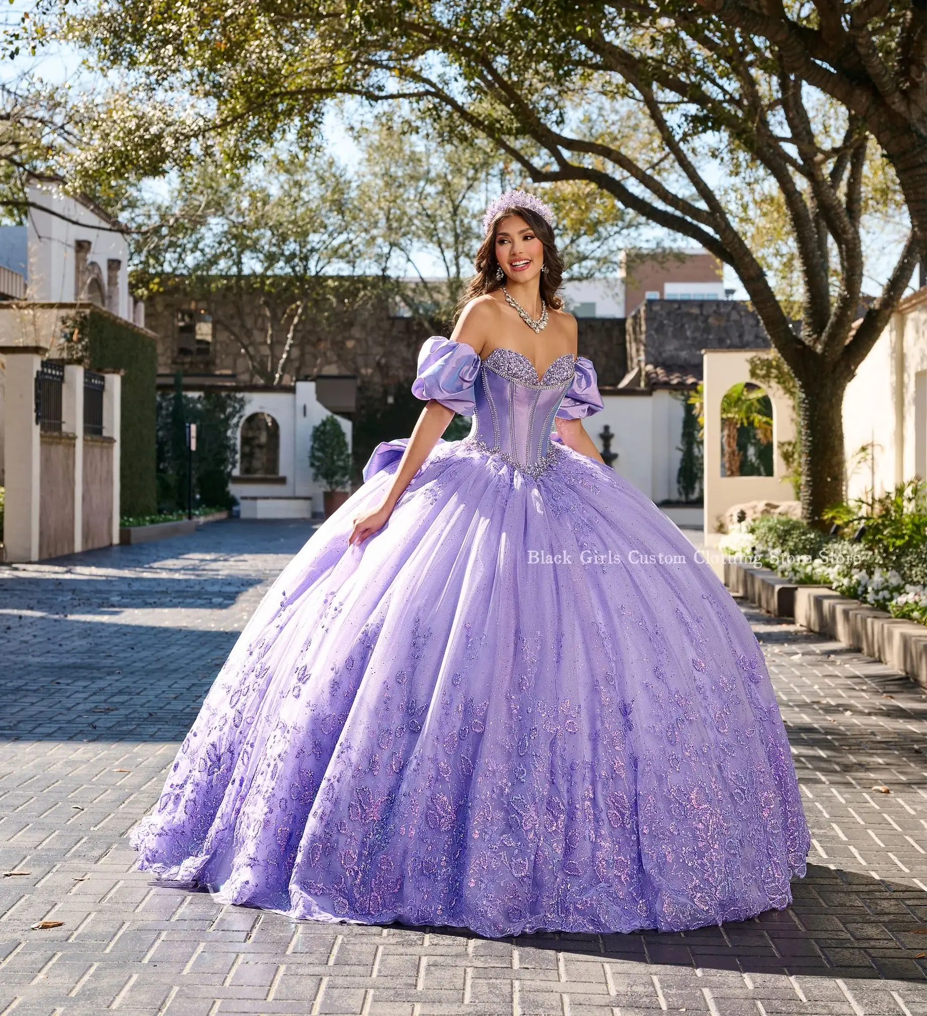 Exquisite Princess Ball Gowns Quinceañera 2024 Purple Sweetheart Sheath Beaded Gunflower Removable Sleeve vestidos de 15 Dress