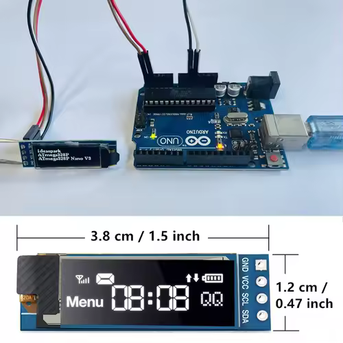 0.96 Inch OLED Display Module SSD1306 I2C IIC SPI Serial 128X64 LCD 4 Pin YellowBlue WhiteBlue for Arduino(Pin Headers Soldered) - Image 6