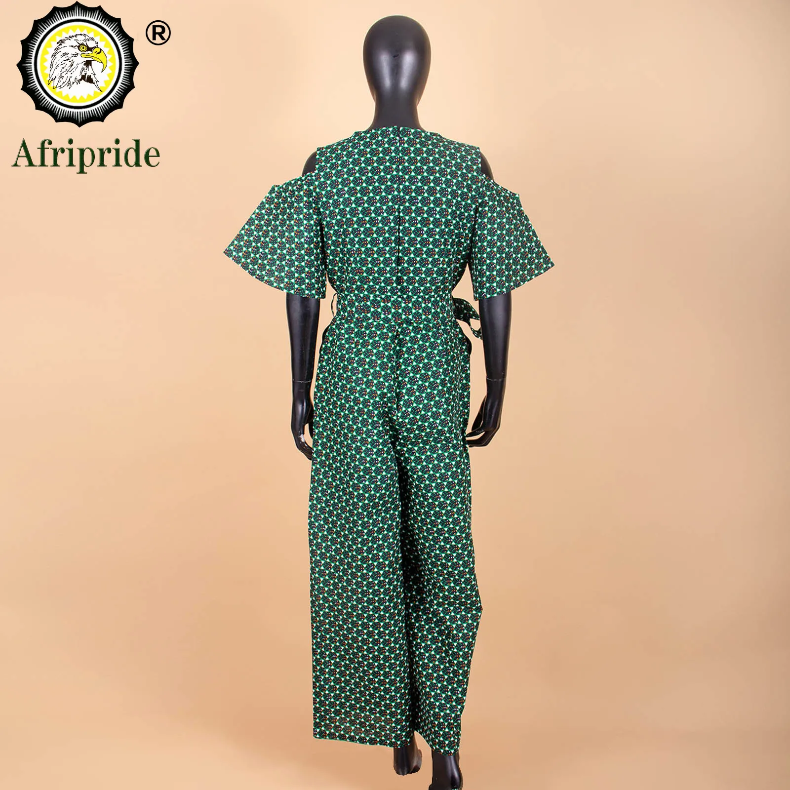 2026 AFRIPRIDE African Print Women Jumpsuit V-Neck spring Sexy Romper Wide Leg Pants African Ladies Jumpsuits Rompers S1929003