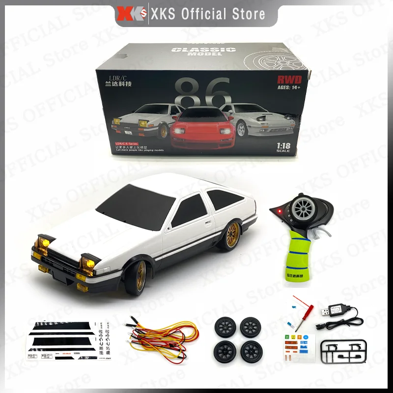 Toyta AE86 Model RC 1/18 2.4G zdalnie sterowany na drodze 15 Km/H przy żyroskopie LED RC Drift Racing prezent zabawka samochód dla chłopca