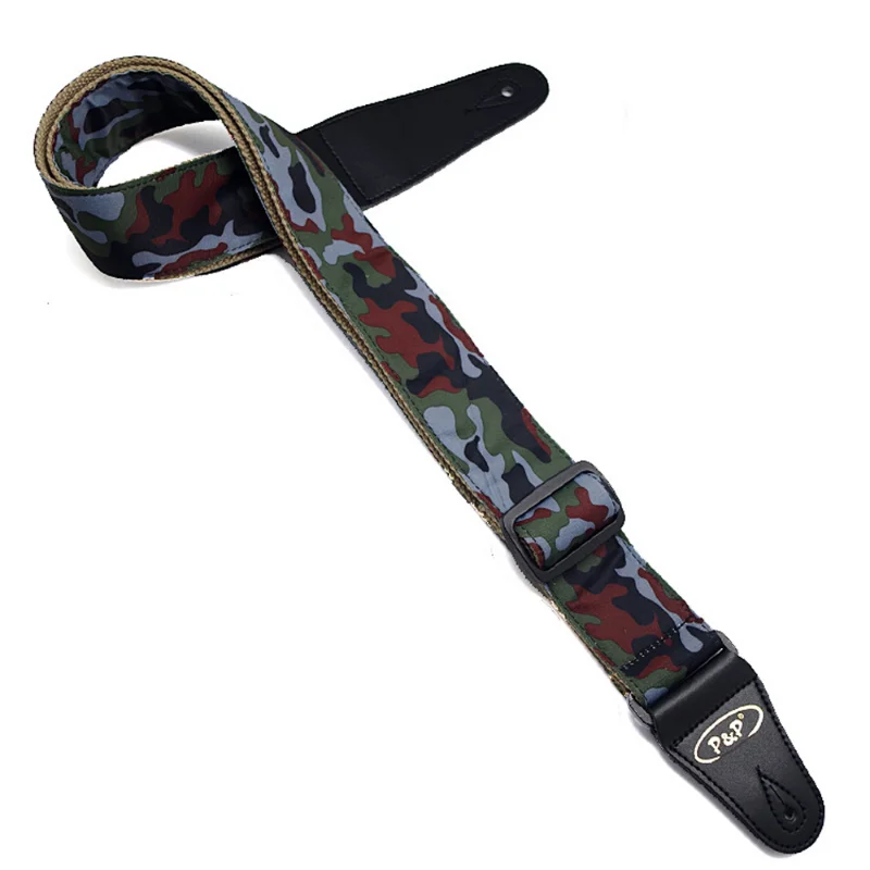 Camouflage Cotton Pattern Guitar Strap, Electric Acoustic Folk Bass