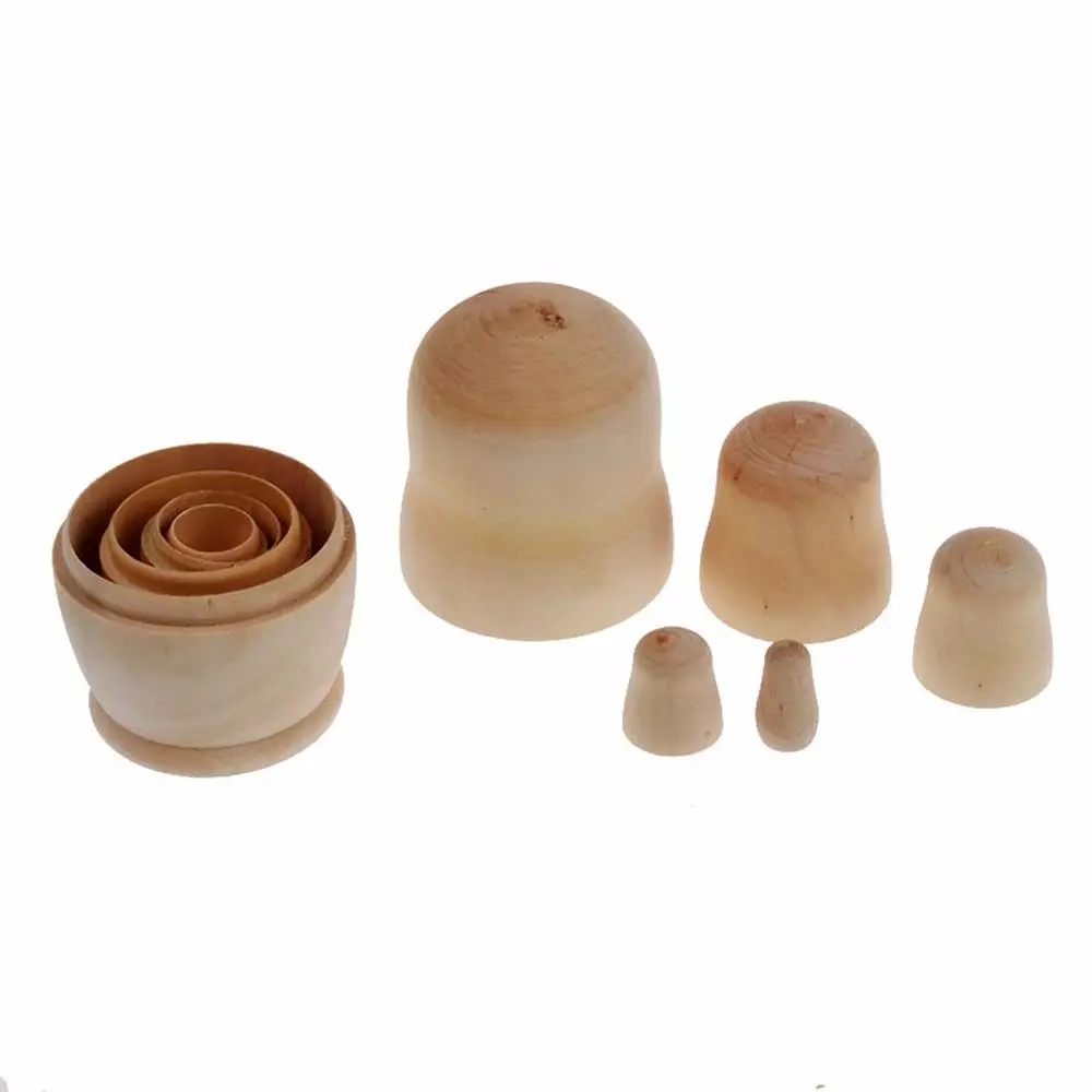 5pcs Kids Paint Skill Training Office Unpainted DIY Blank Wooden Embryos Russian Nesting Dolls Matrioska Dolls Matryoshka Doll
