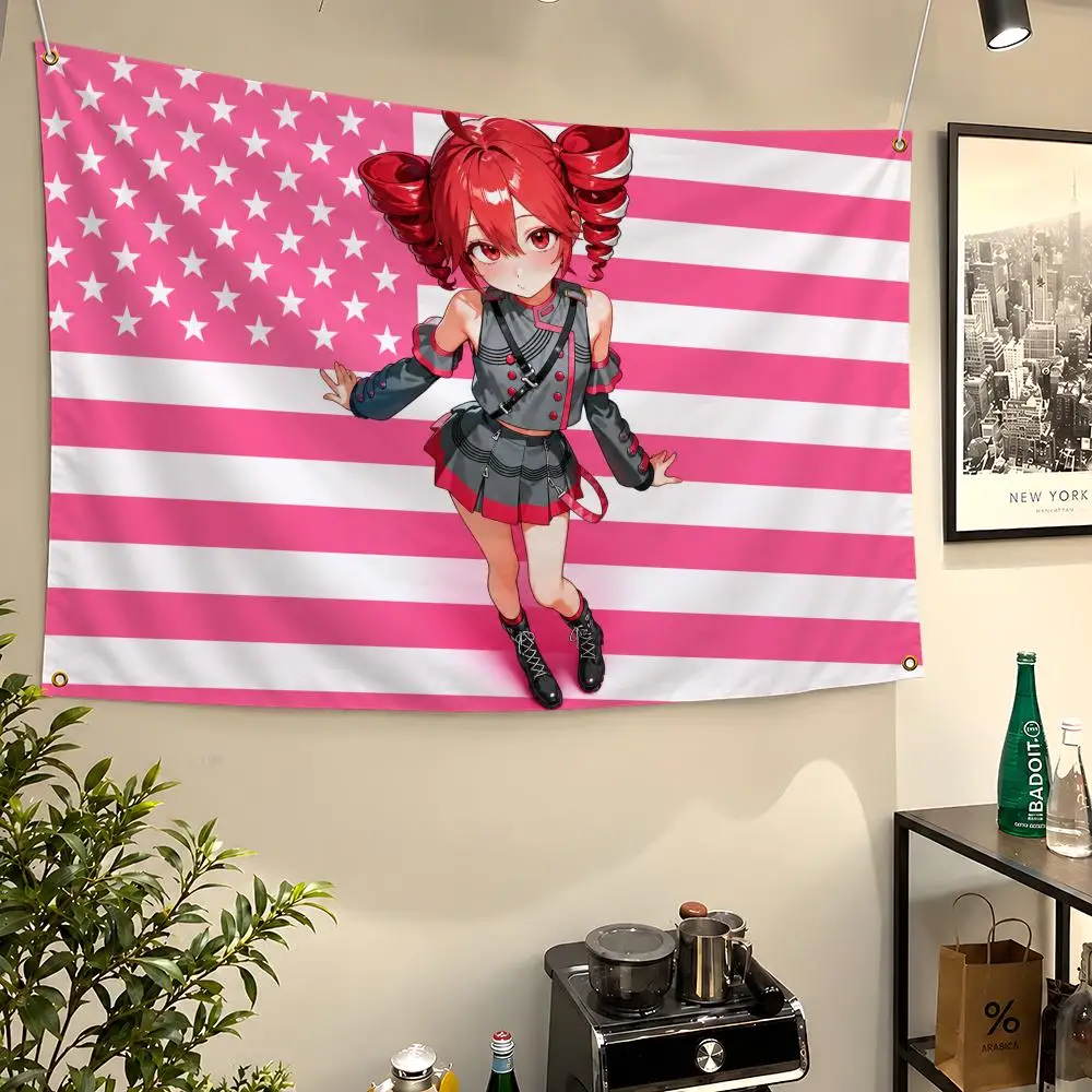 Character K-kasane Teto Vocal Synthesis Flags Wall Hanging Flag Banners For Birthday Parties Outdoor Bedroom Dorm Room Decor