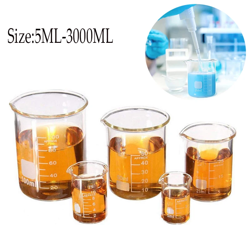 Bécher en verre de pyrex de 3000ml-5ml GG-17 de Borosilicate béchers gradués Ghant les béchers en verre de chimie