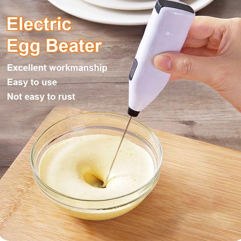 Electric Milk Frother Egg Whisk Beater Battery Powered Handheld Foam Maker with Stand for Kitchen Milk Coffee Egg Stirring Tools