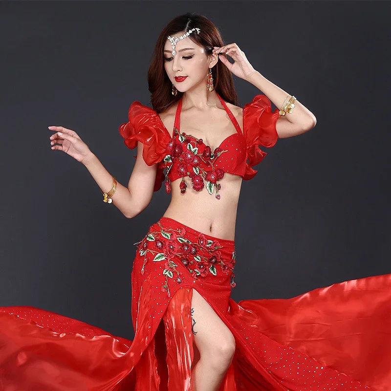 New Adult Lady women Belly Dance Costume Oriental bellydance skirt Stage Performance set Bra Belt Skirt Bellydancing Wear