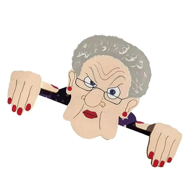 AT05-1Pc Exterior Fence Decoration Nosy Grandma Elderly Lady Outdoor Garden Courtyard Adornment