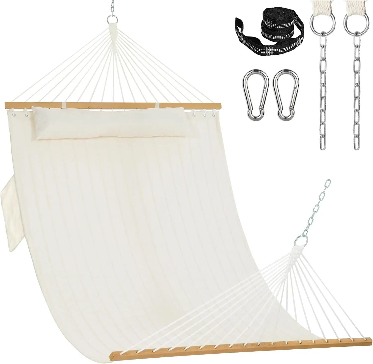 

Двухместный стеганый гамак 10,5 футов с подушкой, карманами и ремнями, грузоподъемность 450 фунтов