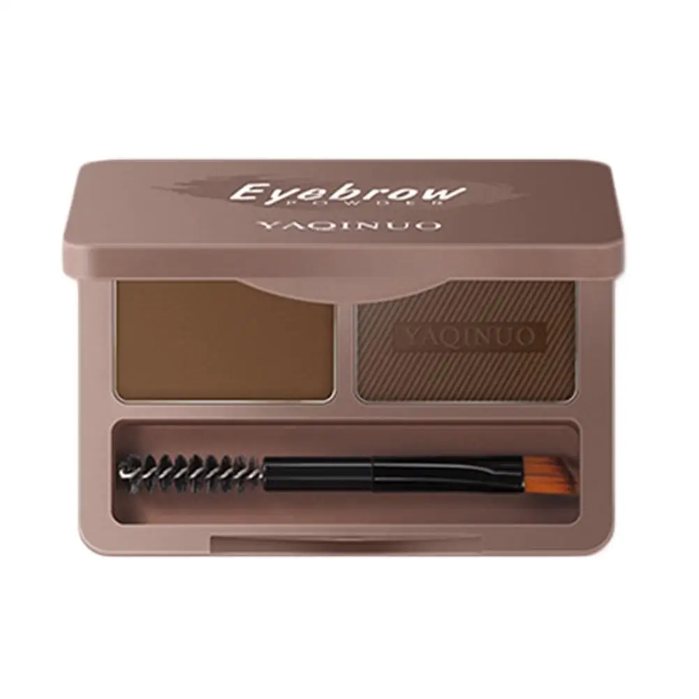 Zweifarbiges Augenbrauenpulver ist wasserdicht, schweißbeständig, Farbstoff-Bounce-Make-up, einfache Bürste, Augenbrauen halten, nicht zu Augenbrauen, Kosmetik, A B9M1