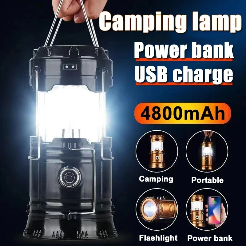 Solar Rechargeable Multifunctional Camping Light Searchlight Portable Power Emergency Work Light Outdoor Camping Tent Light