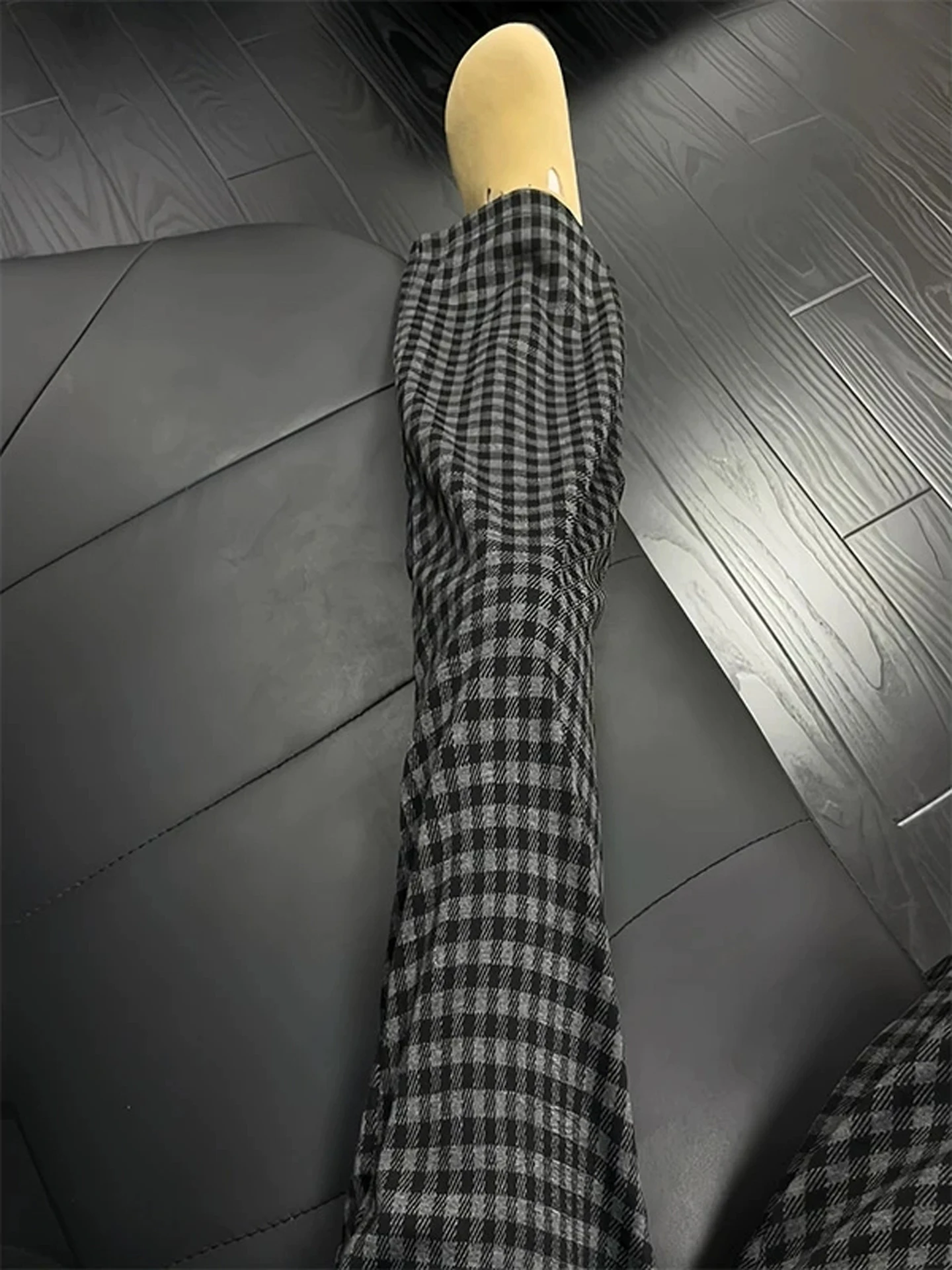 

Мужские брюки в американском ретро-стиле в клетку, осенние, свободного кроя, прямые, повседневные, с высокой талией, эластичные, из полиэфирного волокна