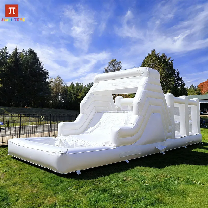 

white inflatable obstacle course,Wedding Inflatable Bouncer Kids Bouncy Castle Bounce House Toys with Slide Ball Pit