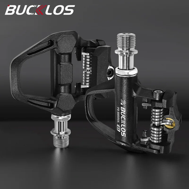BUCKLOS Rennrad Pedal Nylon/Aluminium Legierung/TI Fahrrad Locking Pedale Radfahren Lager Stollen Klick Pedal für SPD SL System