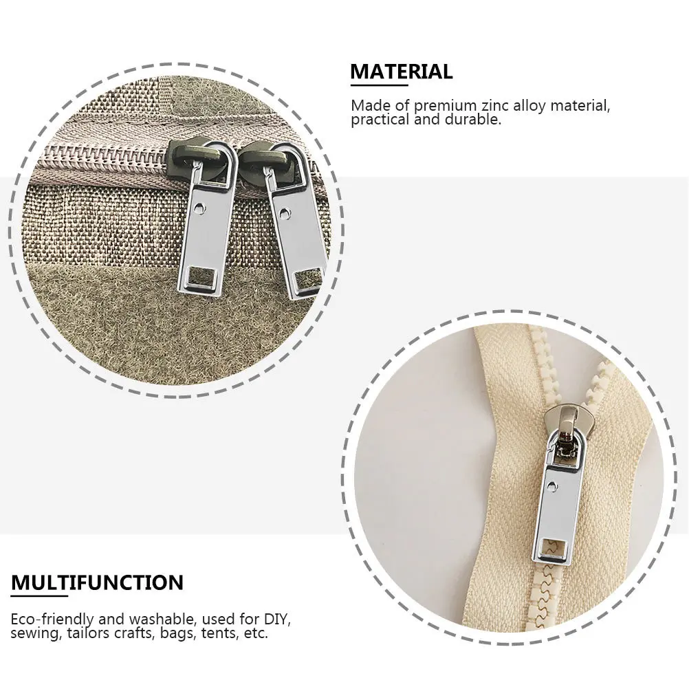 

10Pcs Zipper Pullers Metal Alloy Durable Replacement Pull Tabs for Backpacks Suitcases Bags Coats Sportswear DIY Sewing Craft